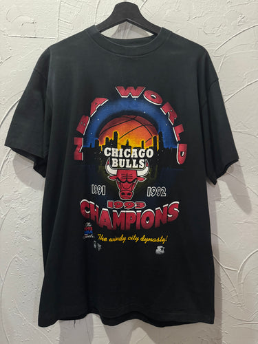 1993 Starter Chicago Bulls Champions Skyline TShirt. Large