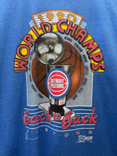 1990 Detroit Pistons Back To Back World Champs TShirt. XLarge