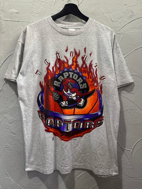 90s Toronto Raptors Fireball TShirt. Large