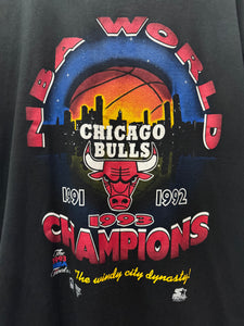 1993 Starter Chicago Bulls Champions Skyline TShirt. Large