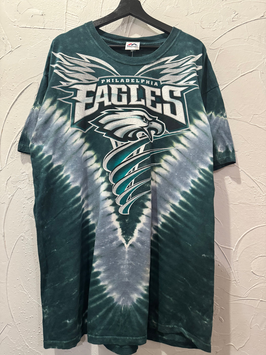 00s Majestic Philadelphia Eagles Tie Dye TShirt. XXLarge