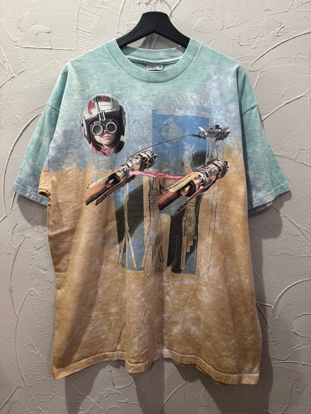 90s Liquid Blue Star Wars Anakin Pod Racer TShirt. XLarge