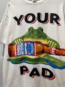 1995 Budweiser Your Pad Or Mine Frog TShirt. Large