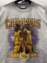 2001 Lakers Kobe & Shaq Back To Back Champions TShirt. XLarge