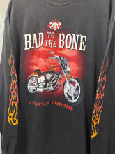 90s Bad To The Bone Custom Chrome Motorcycle Flame Longsleeve. XLarge